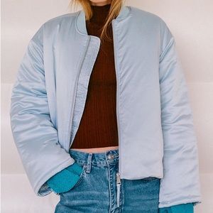 Cool Oversized Satin Bomber Jacket